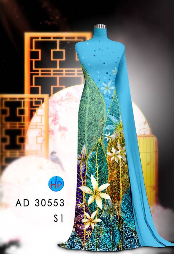 Vải Áo Dài Hoa In 3D AD 30553 3